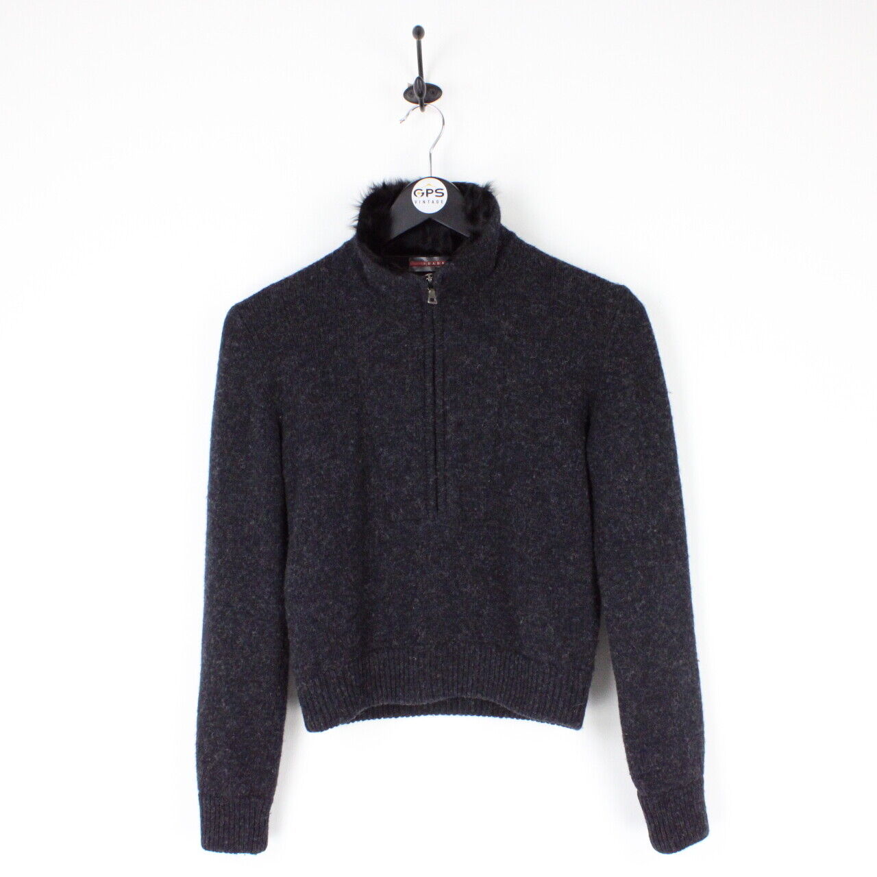 Womens PRADA 00s Wool Jumper Grey | Small