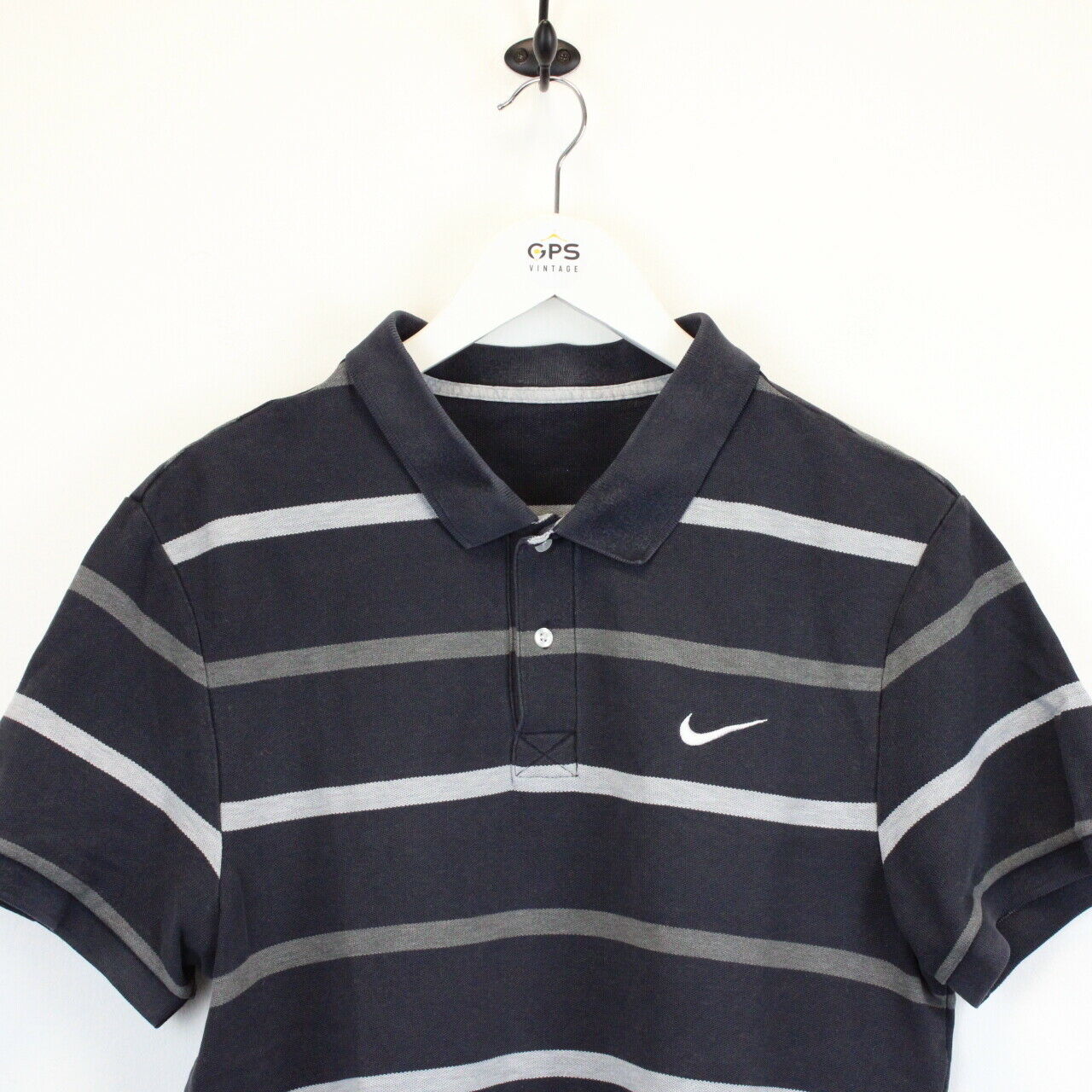 Vintage NIKE Polo Shirt Black | Small