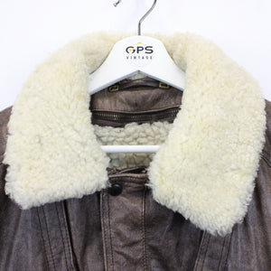 Leather Aviator Jacket Brown | Medium