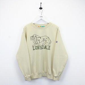 LONSDALE 00s Sweatshirt Beige | Large