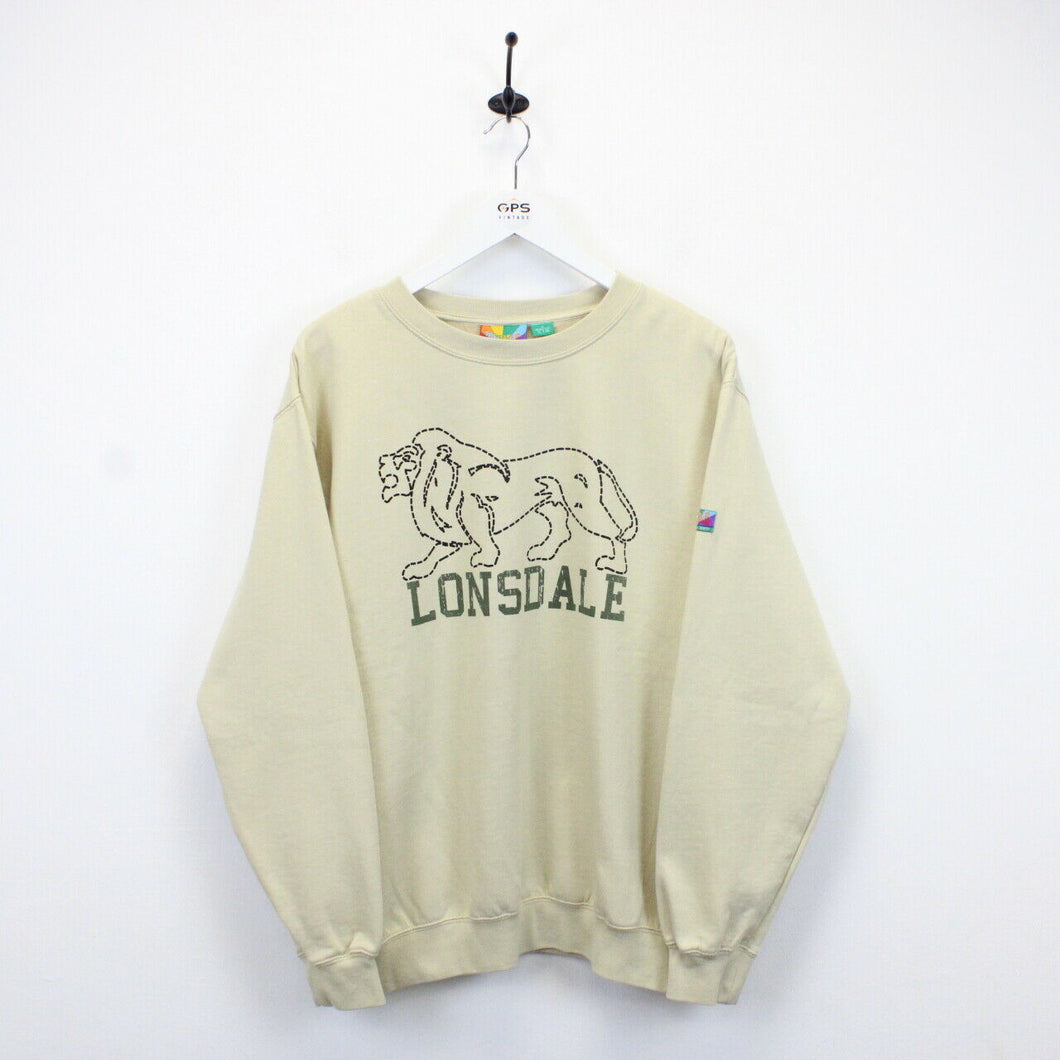 LONSDALE 00s Sweatshirt Beige | Large
