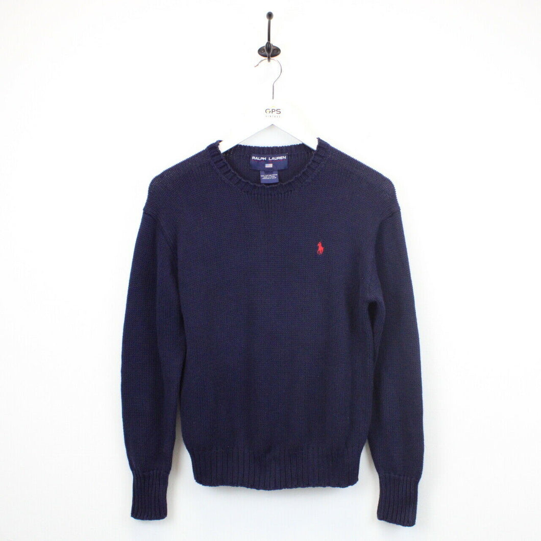 Womens RALPH LAUREN Knit Sweatshirt Navy Blue | Small