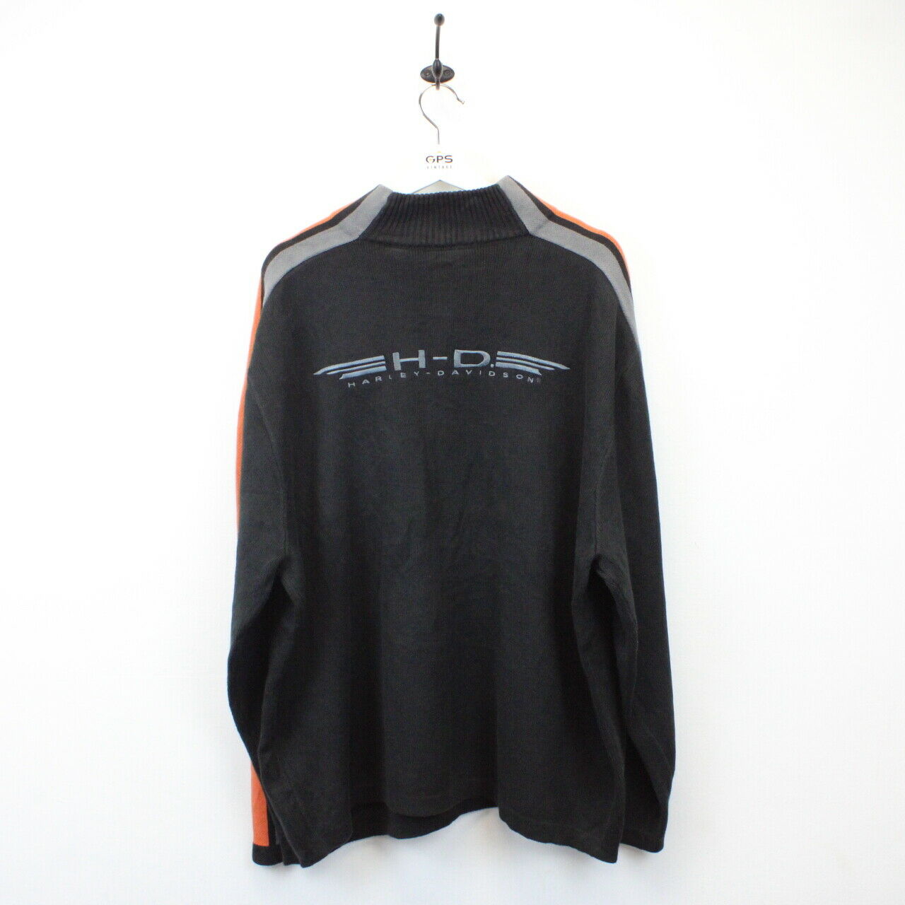 HARLEY DAVIDSON 00s 1/4 Zip Knit Sweatshirt Black | XL