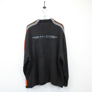 HARLEY DAVIDSON 00s 1/4 Zip Knit Sweatshirt Black | XL