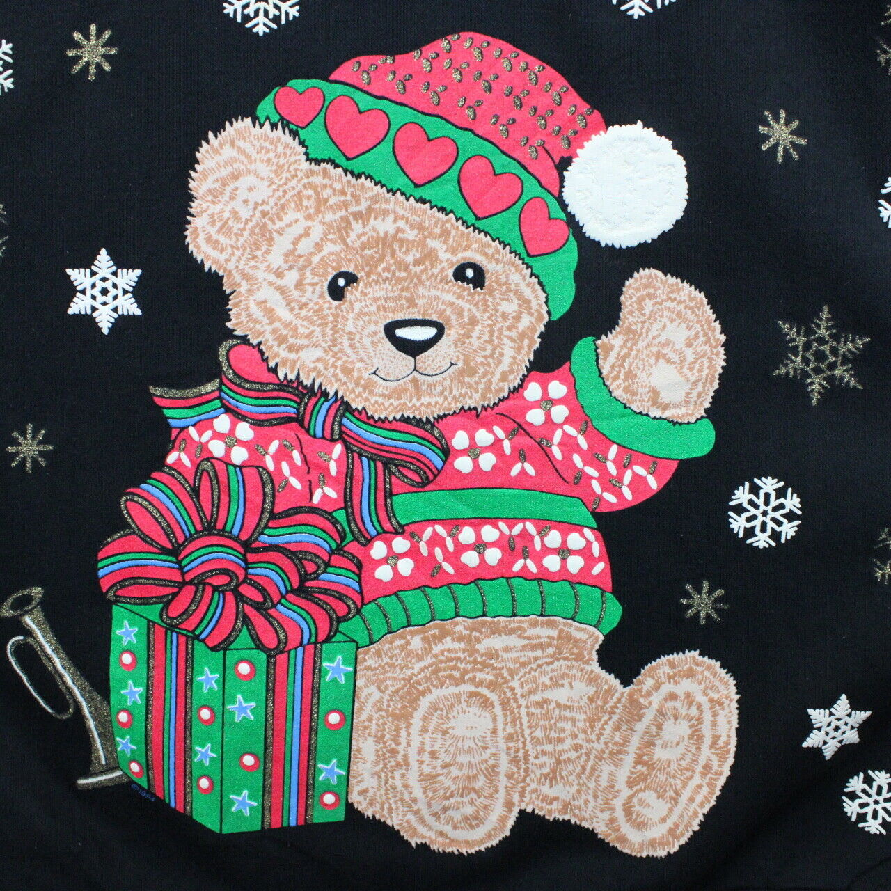Womens 90s Christmas Sweatshirt Black | XL