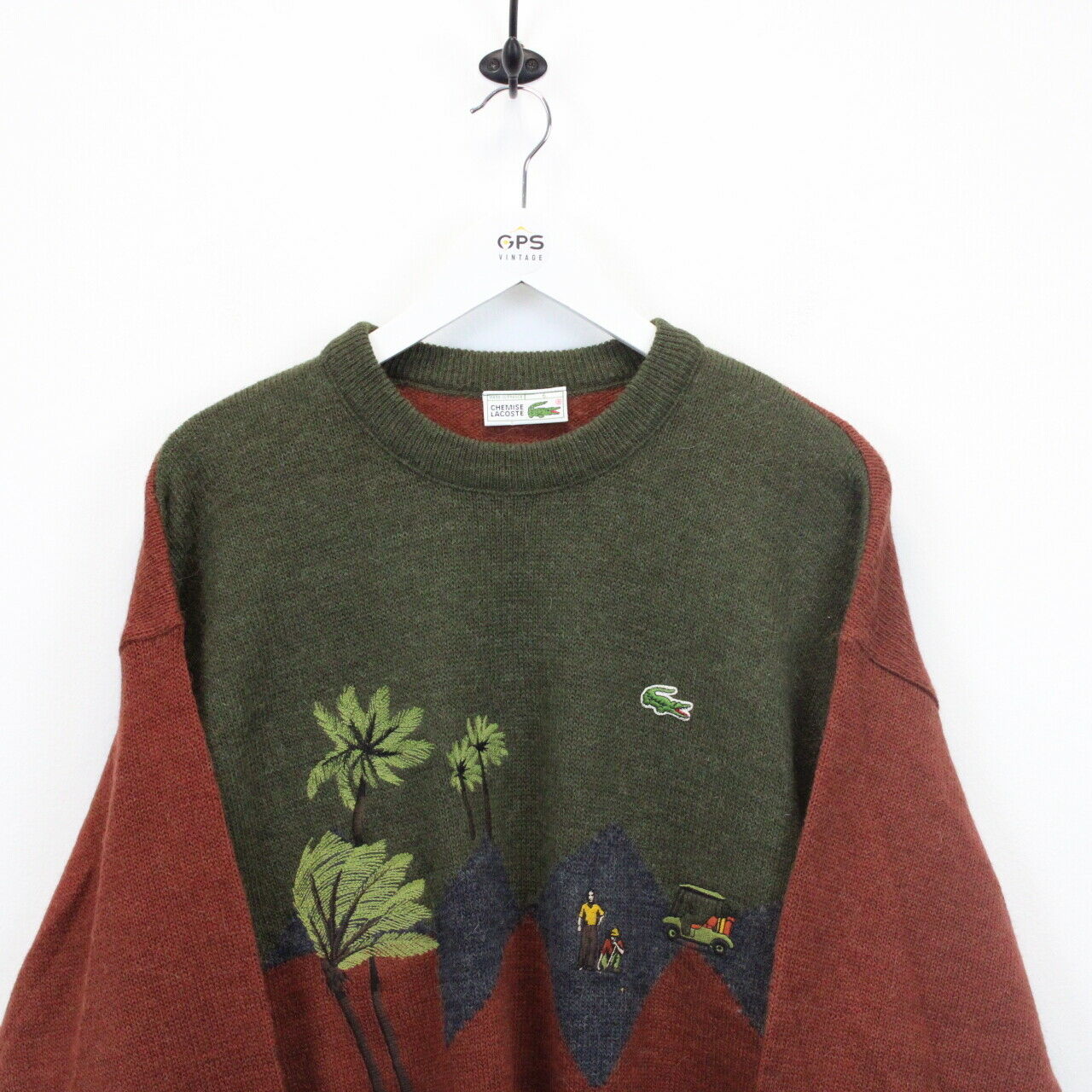 CHEMISE LACOSTE 90s Knit Sweatshirt | Large