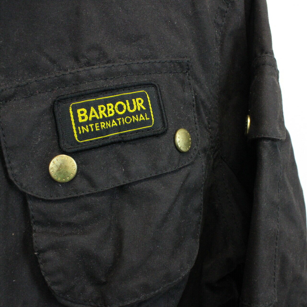 Womens BARBOUR International Waxed Jacket Black | Medium