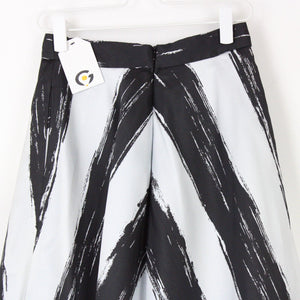 Womens Chevron Midi Skirt Black White | Small