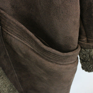 Womens 90s Shearling Coat Brown | Large